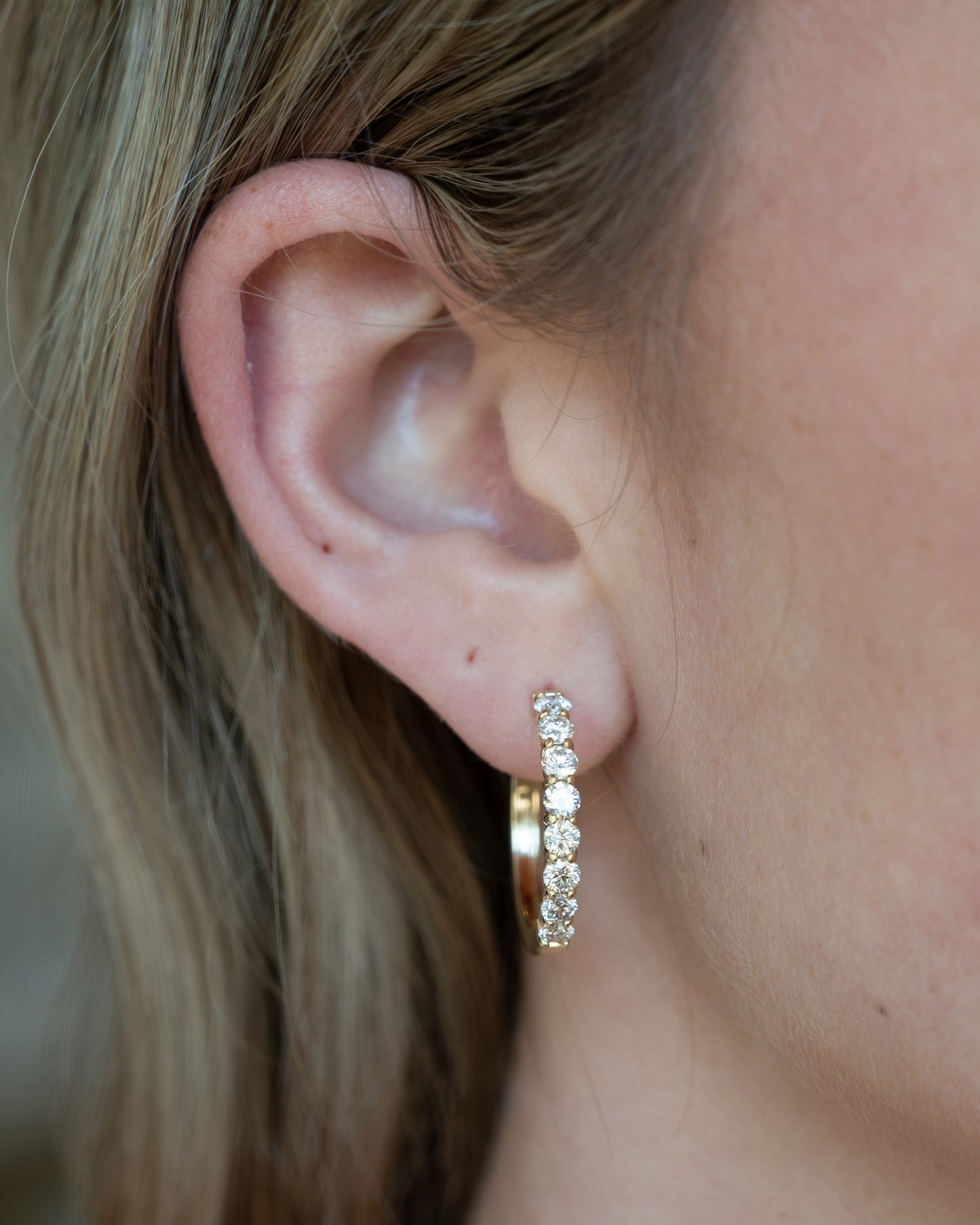 1.94 Diamond Hoop Earrings 14k Yellow Gold