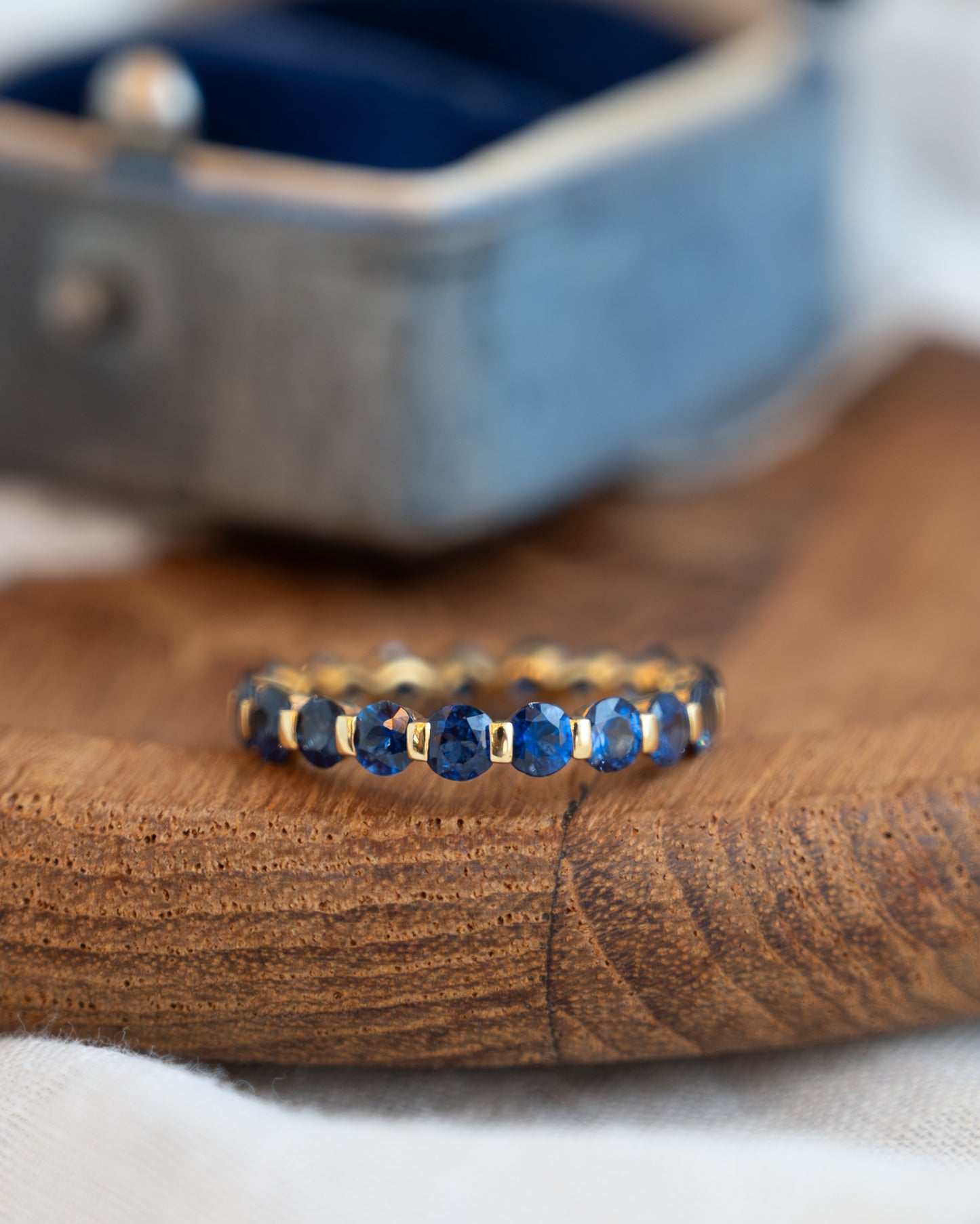 2.49 Blue Sapphire Eternity Band 18k Yellow Gold