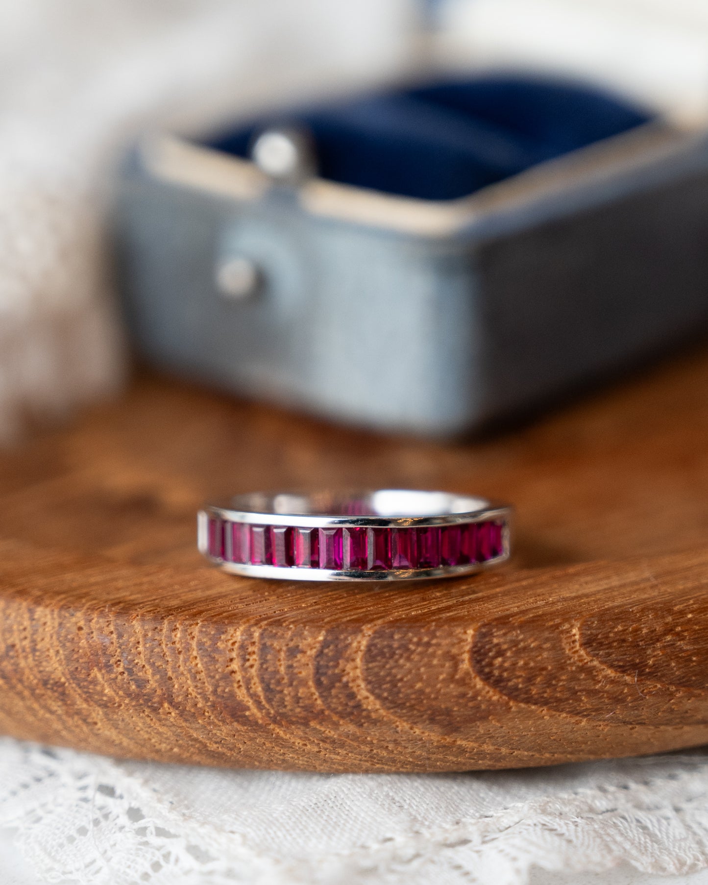 1.13 Ruby Baguette Cut Wedding Band 18k White Gold