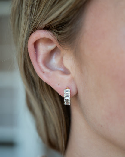 2.00 Emerald Diamond Huggie Hoops 14k Yellow Gold