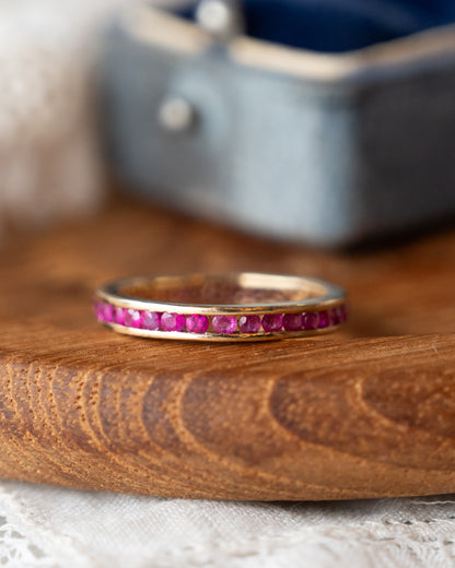 1.50 Ruby Eternity Wedding Band 14k Yellow Gold