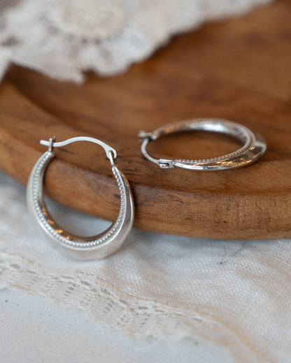 Knife Edge Hoop Earrings 10k White Gold