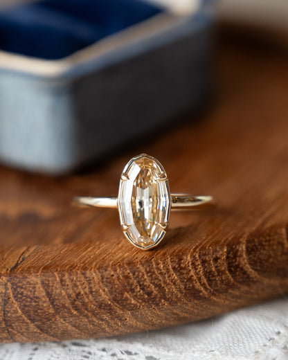 1.55 Oval Step Cut Diamond Engagement Ring 14k