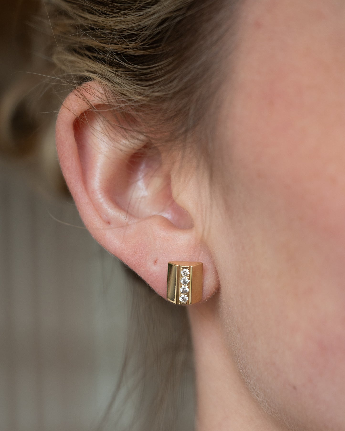 .32 Geometric Diamond Stud Earrings 14k