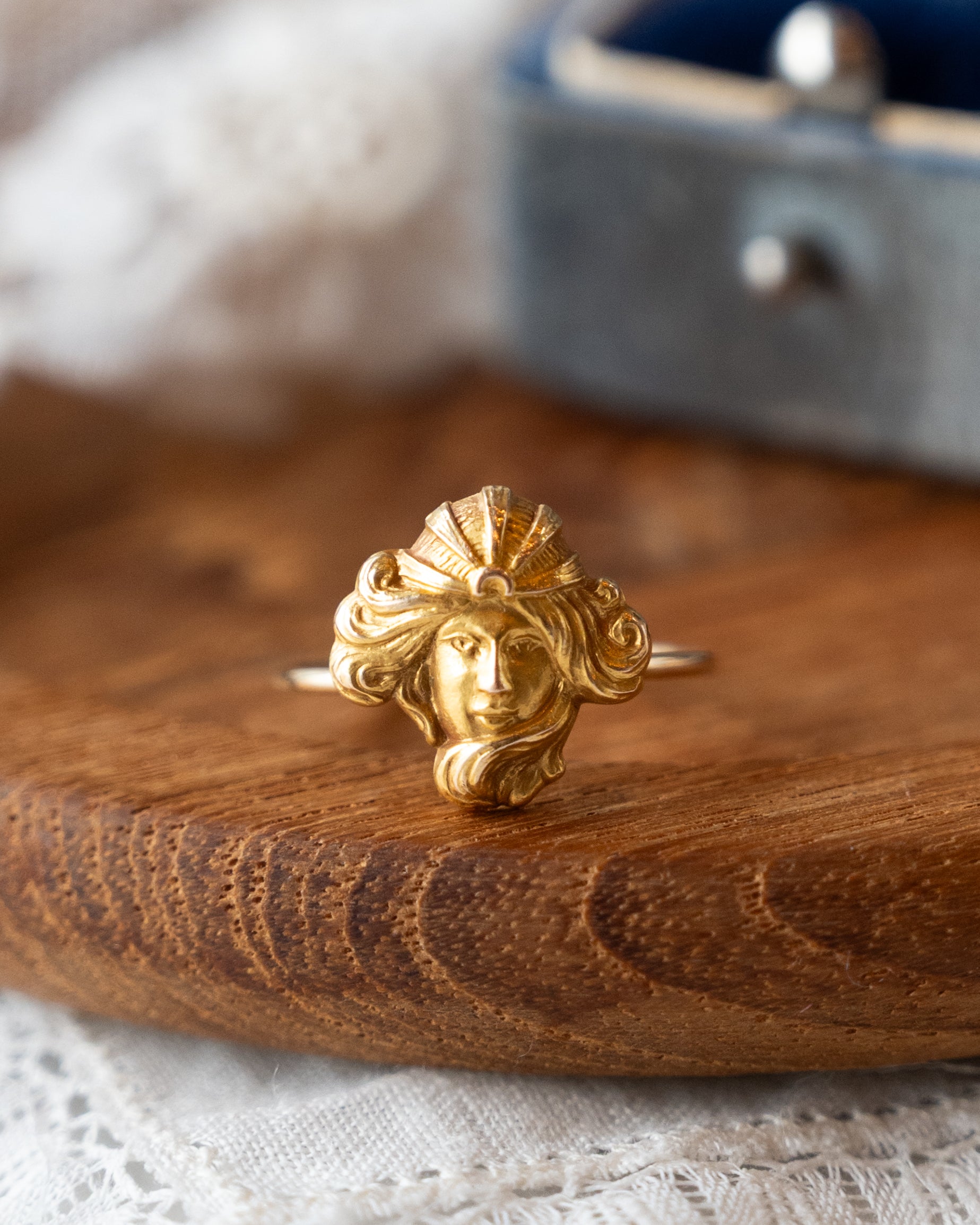 Antique Art Nouveau Carved Face Cocktail Ring 14k – Filigree Jewelers
