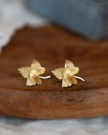Leaf Stud Earrings 14k Yellow Gold