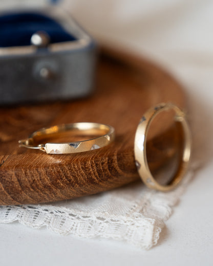 Two-Tone Triangle Hoop Earrings 14k Gold