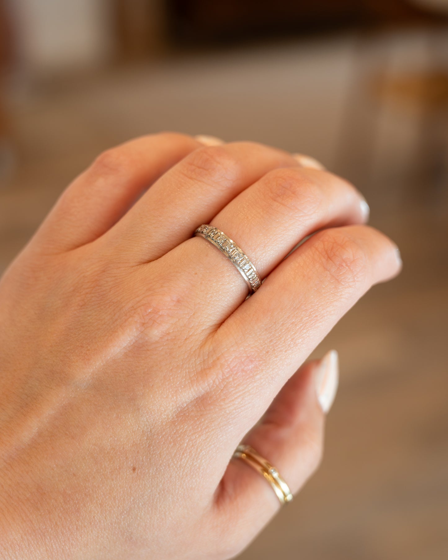 Modern Diamond Eternity Men's Band 18k White Gold