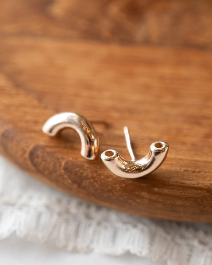Macaroni Stud Earrings 14k Yellow Gold