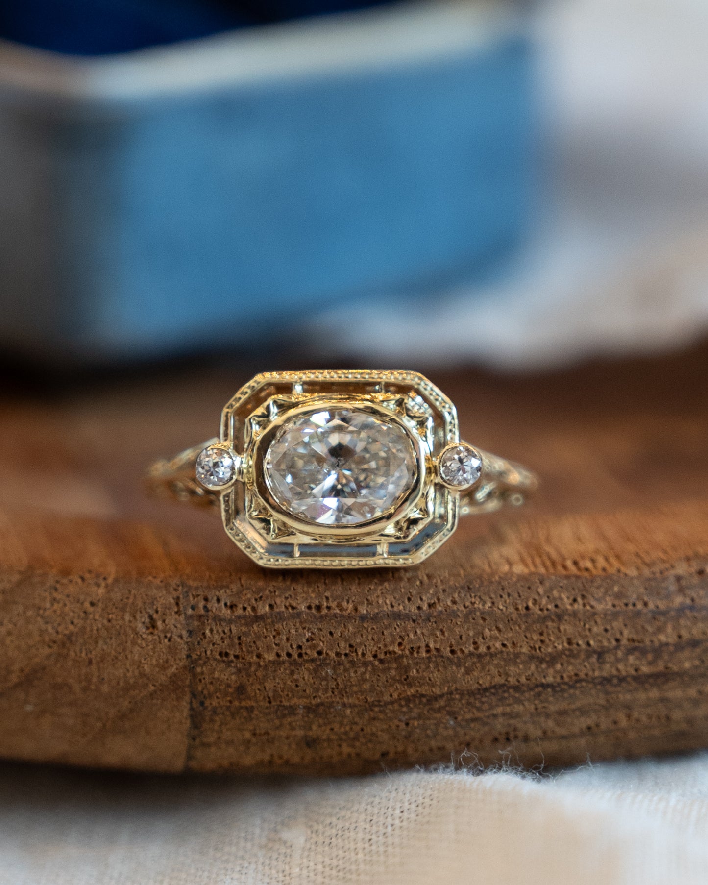 1.00 Art Nouveau Diamond Engagement Ring 14k