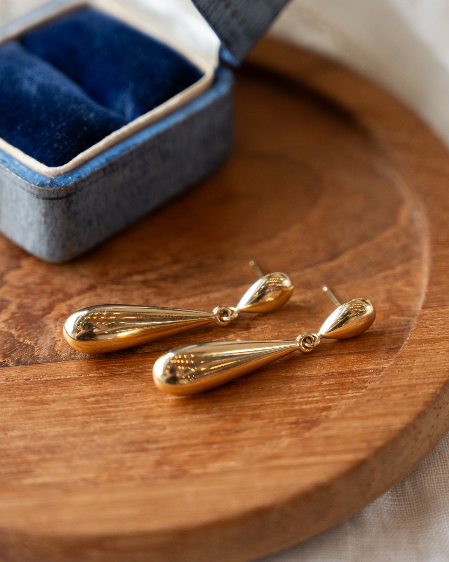 Teardrop Drop Earrings 14k Yellow Gold