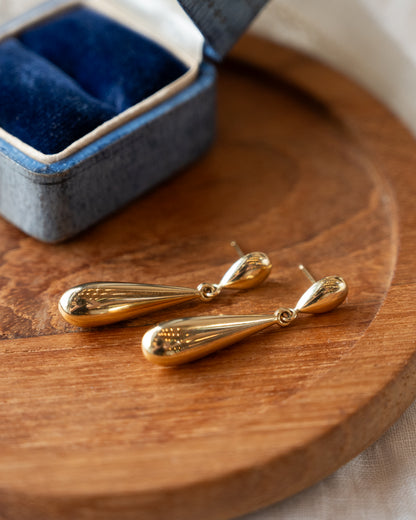 Teardrop Drop Earrings 14k Yellow Gold