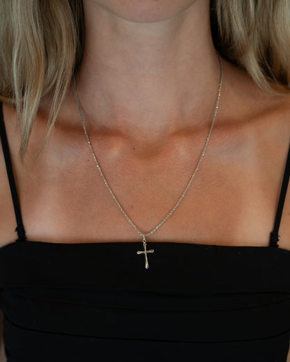 Cross Pendant Necklace 10k White Gold