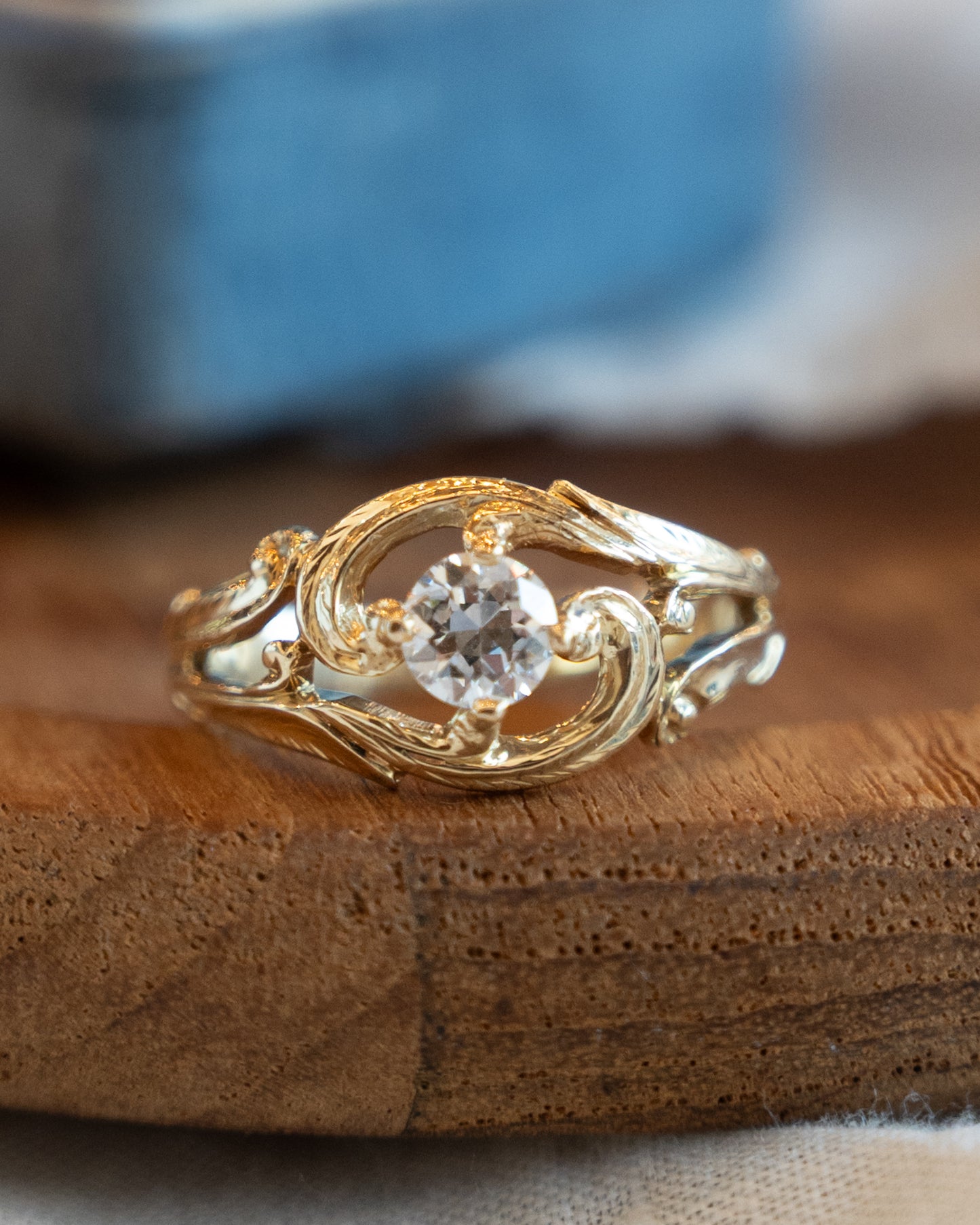 .45 Art Nouveau Diamond Engagement Ring 14k
