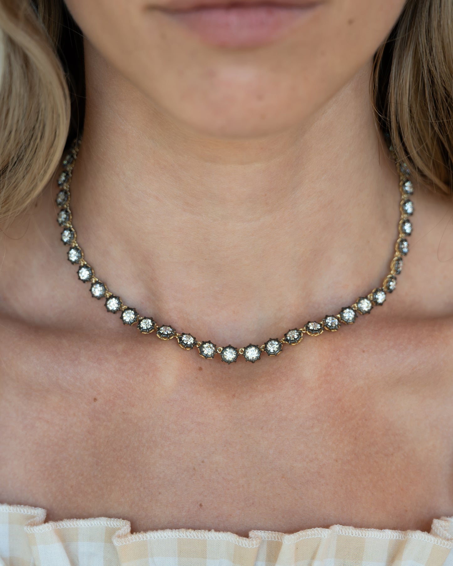 18.70 Diamond Tennis Necklace 18k & Sterling Silver