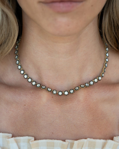 18.70 Diamond Tennis Necklace 18k & Sterling Silver