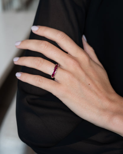 1.13 Ruby Baguette Cut Wedding Band 18k White Gold