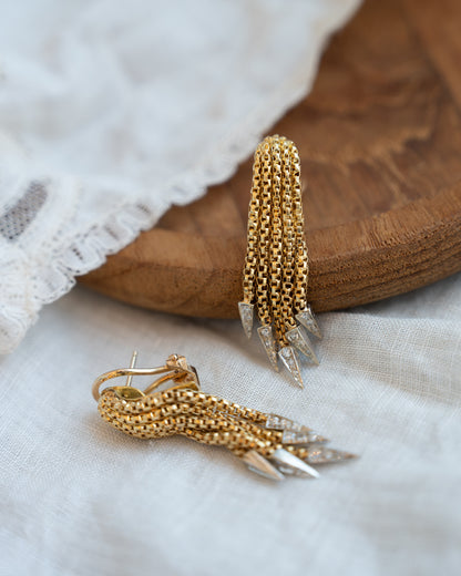 .28 Vintage Mid-Century Diamond Tassel Earrings 18k