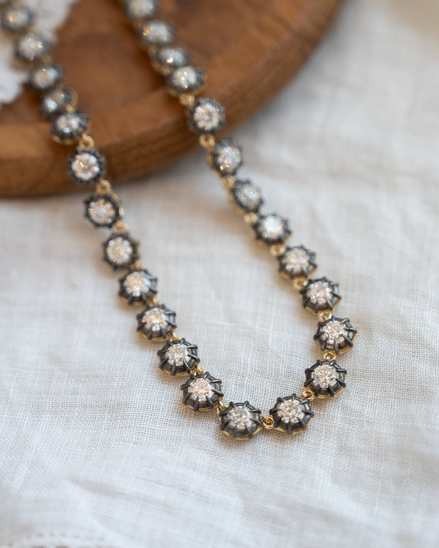 18.70 Diamond Tennis Necklace 18k & Sterling Silver