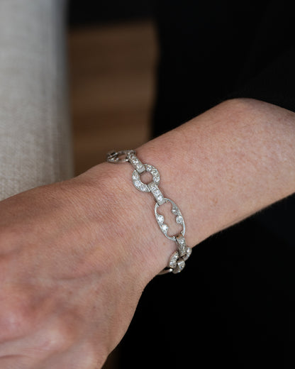 5.55 Antique Art Deco Diamond Bracelet Platinum