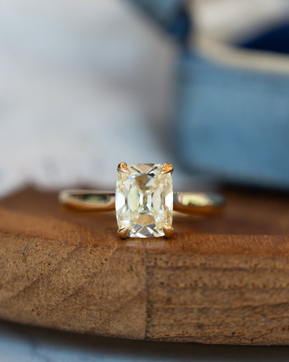2.03 Old Mine Cushion Diamond Solitaire Ring 14k