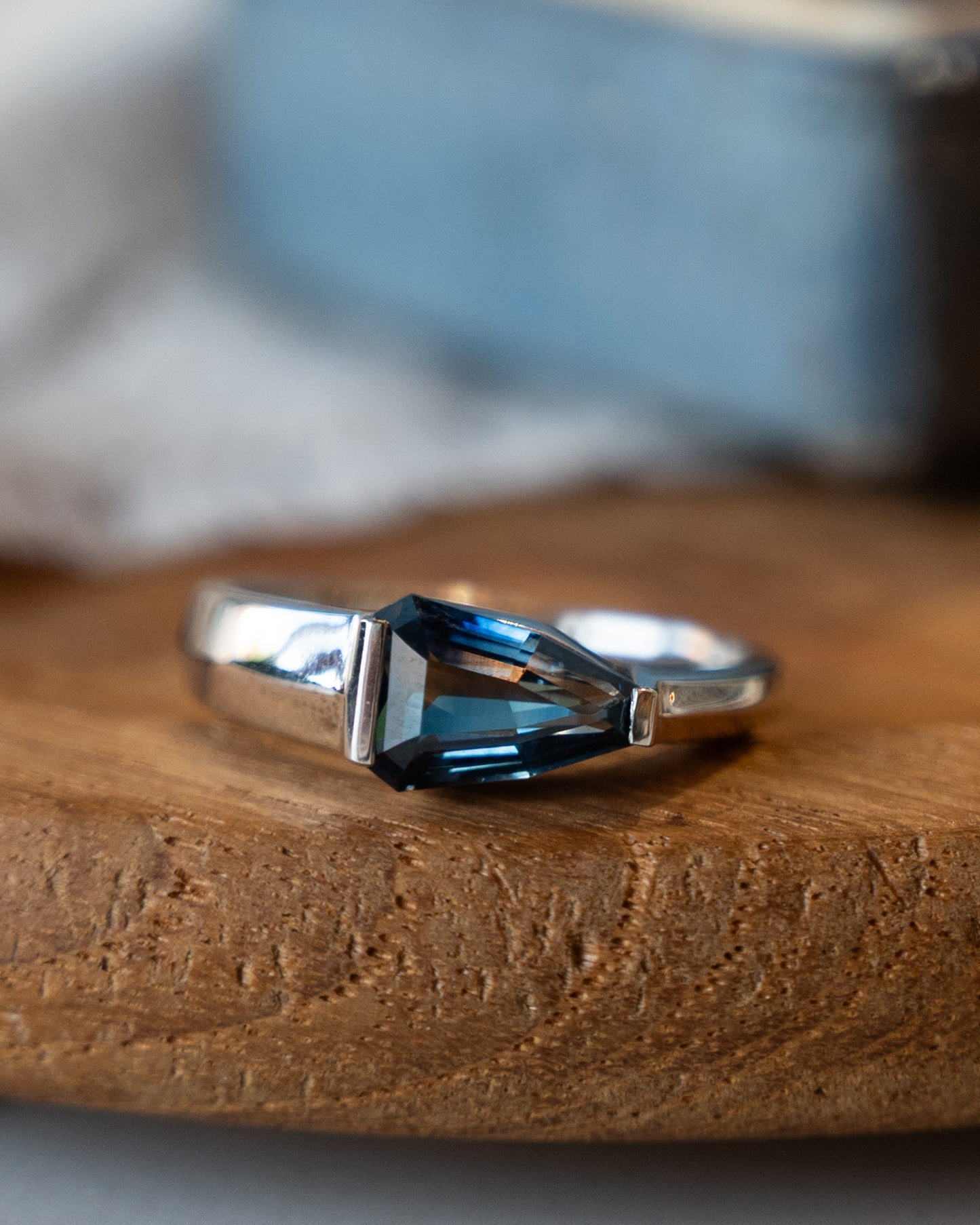 1.64 Shield Cut Sapphire Engagement Ring 14k White Gold