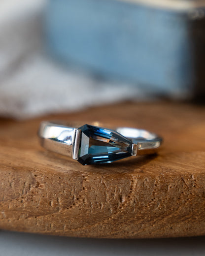 1.64 Shield Cut Sapphire Engagement Ring 14k White Gold