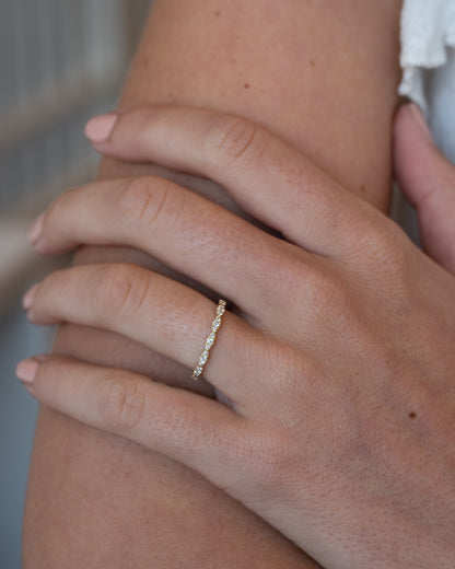 .21 Diamond Pave Stacking Wedding Band 14k Yellow Gold