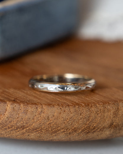 Antique Art Deco Engraved Wedding Band 14k Two-Tone Gold