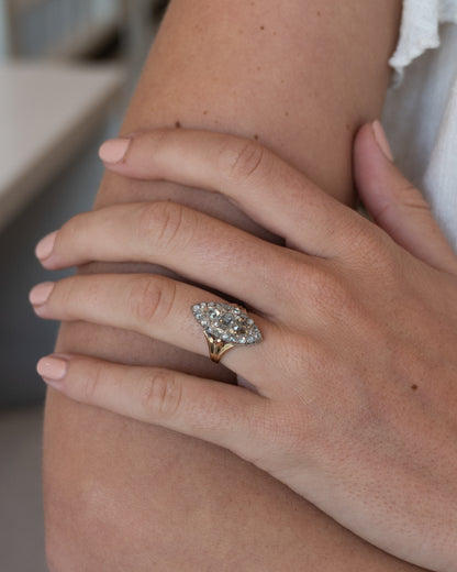 1.15 Victorian Grey Diamond Navette Ring 10k