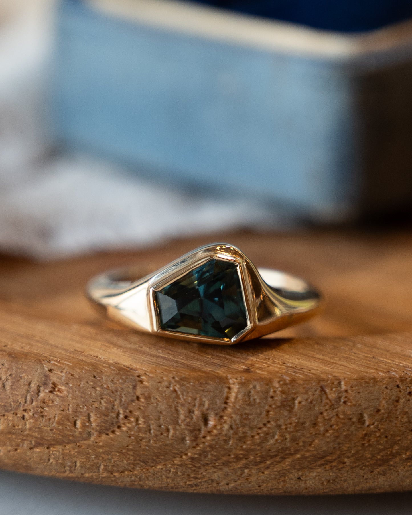 1.68 Shield Cut Sapphire Solitaire Ring 14k