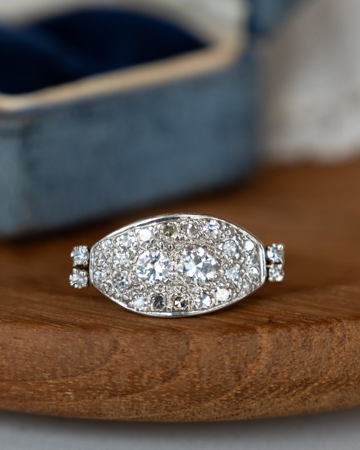 .93 Vintage Retro Diamond Cocktail Ring 14k