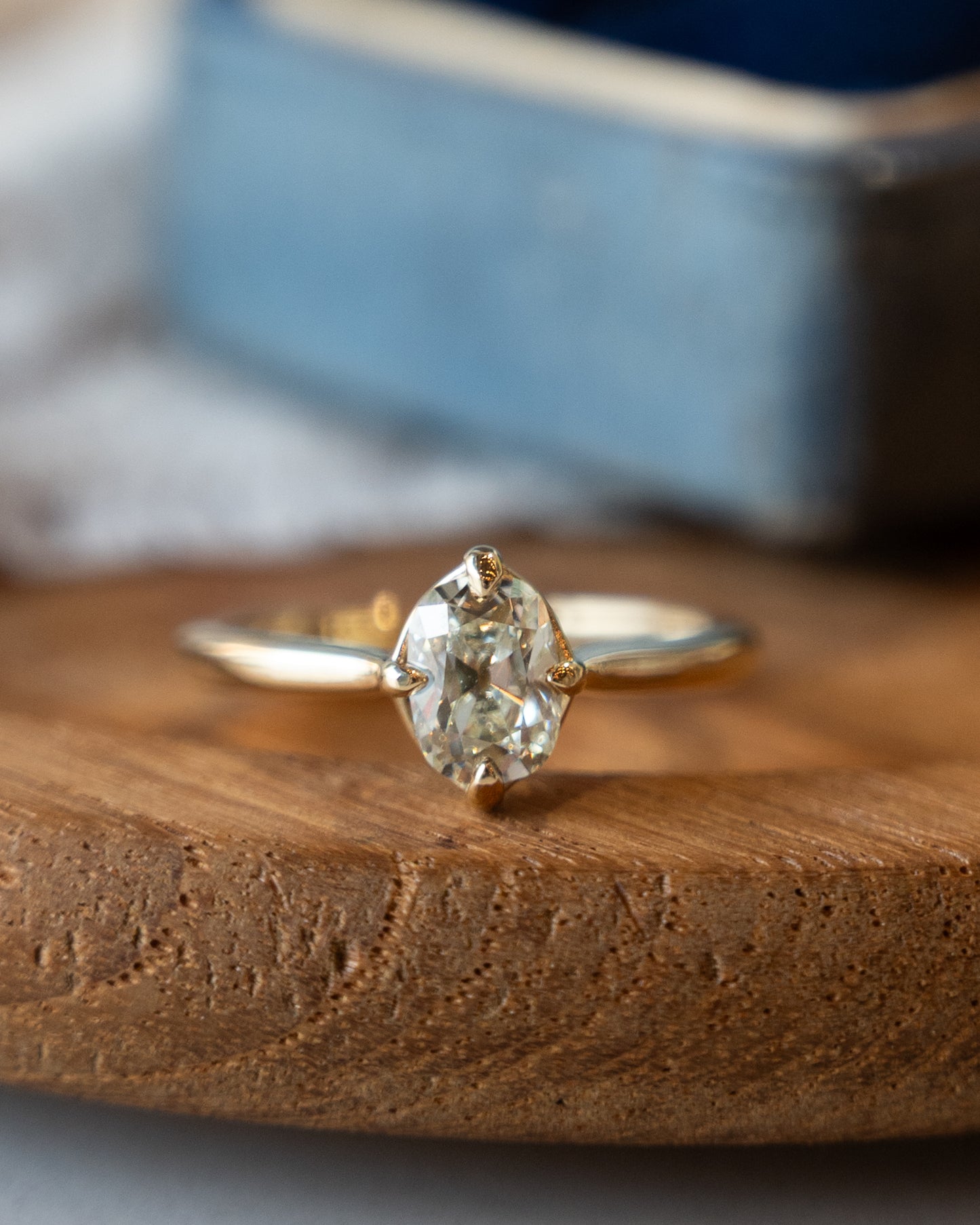1.01 Old Mine Cushion Diamond Engagement Ring 14k