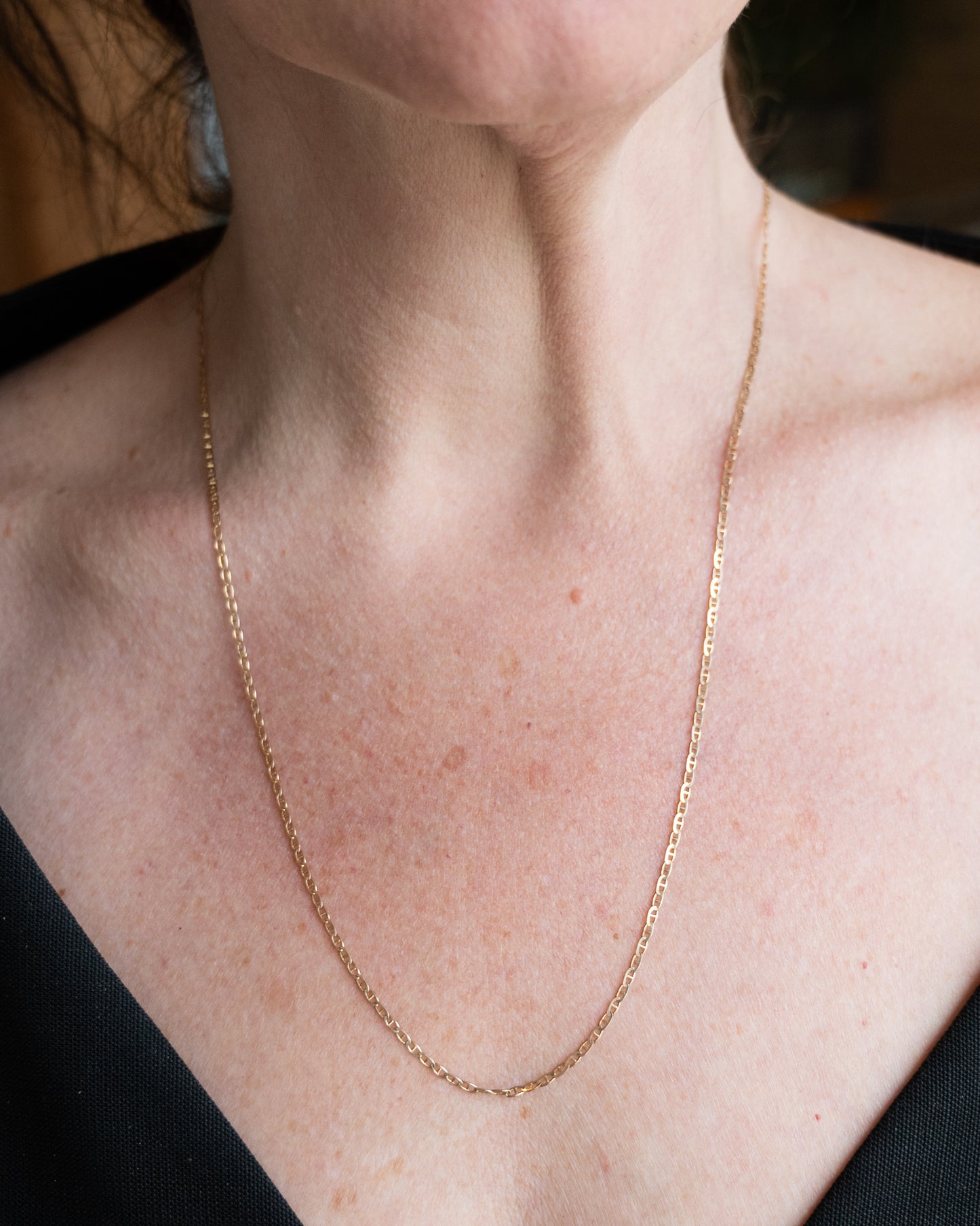 23.75" Flat Mariner Link Chain Necklace 14k Yellow Gold