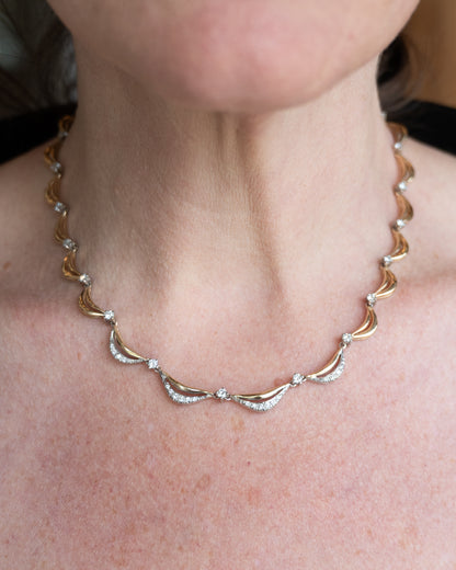 1.78 Diamond Collar Necklace 14k Two-Tone Gold