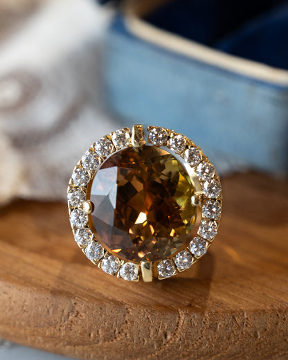 16.21 Bicolor Tourmaline Cocktail Ring 18k Yellow Gold