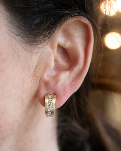 1.16 Diamond Hoop Earrings 14k Yellow Gold