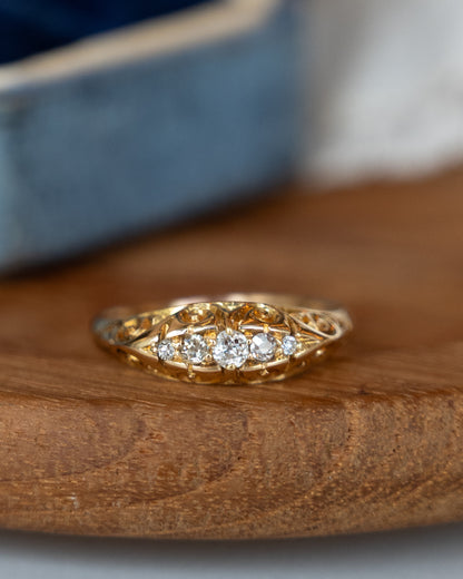 Antique Victorian Diamond Filigree Stacking Ring 18k