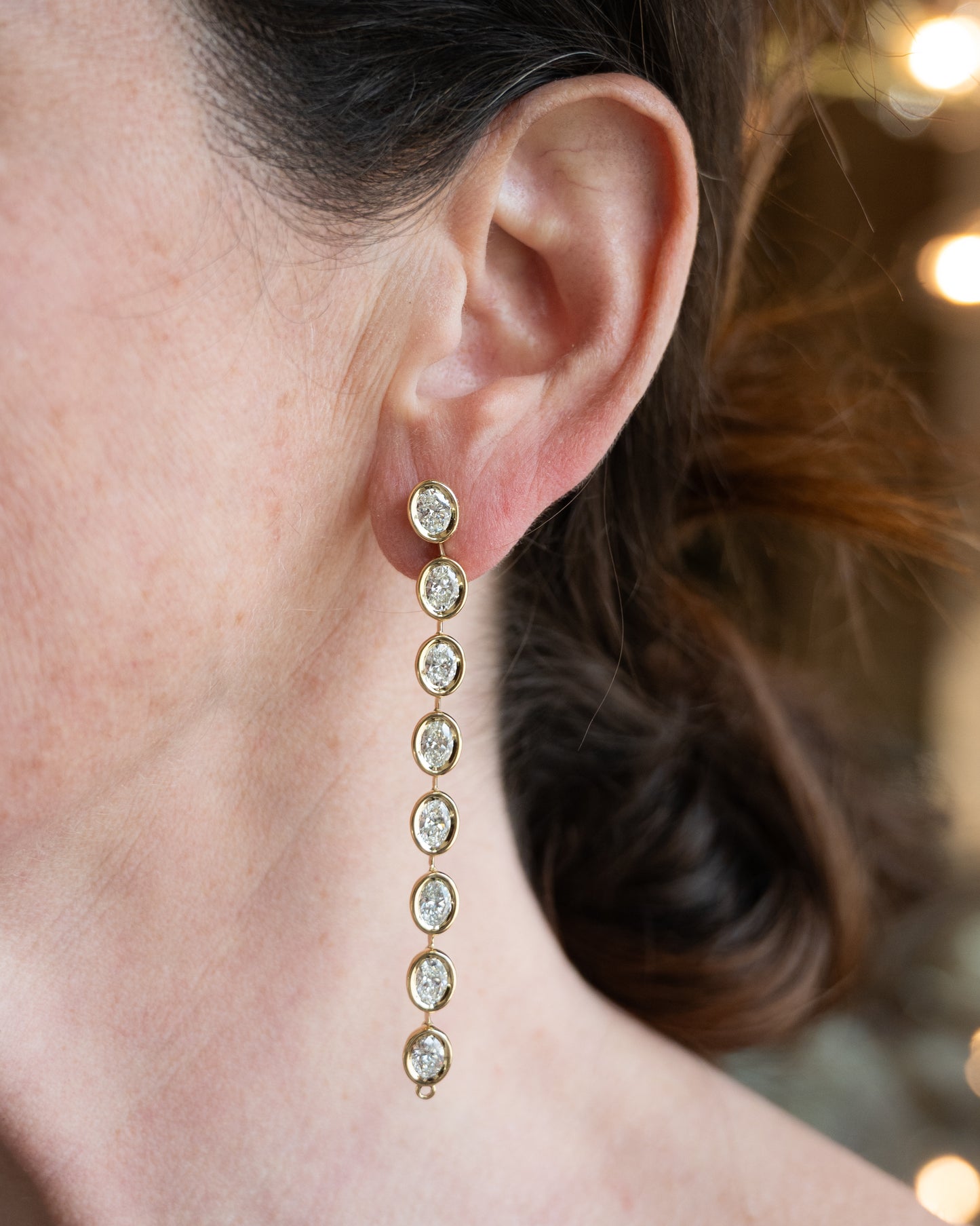 8.08 Oval Diamond Convertible Drop Earrings 18k