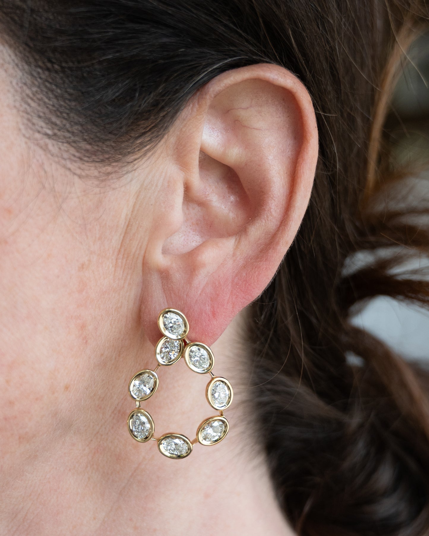 8.08 Oval Diamond Convertible Drop Earrings 18k
