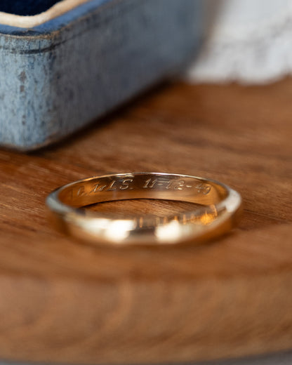 Vintage Retro Men's Wedding Band 14k Yellow Gold