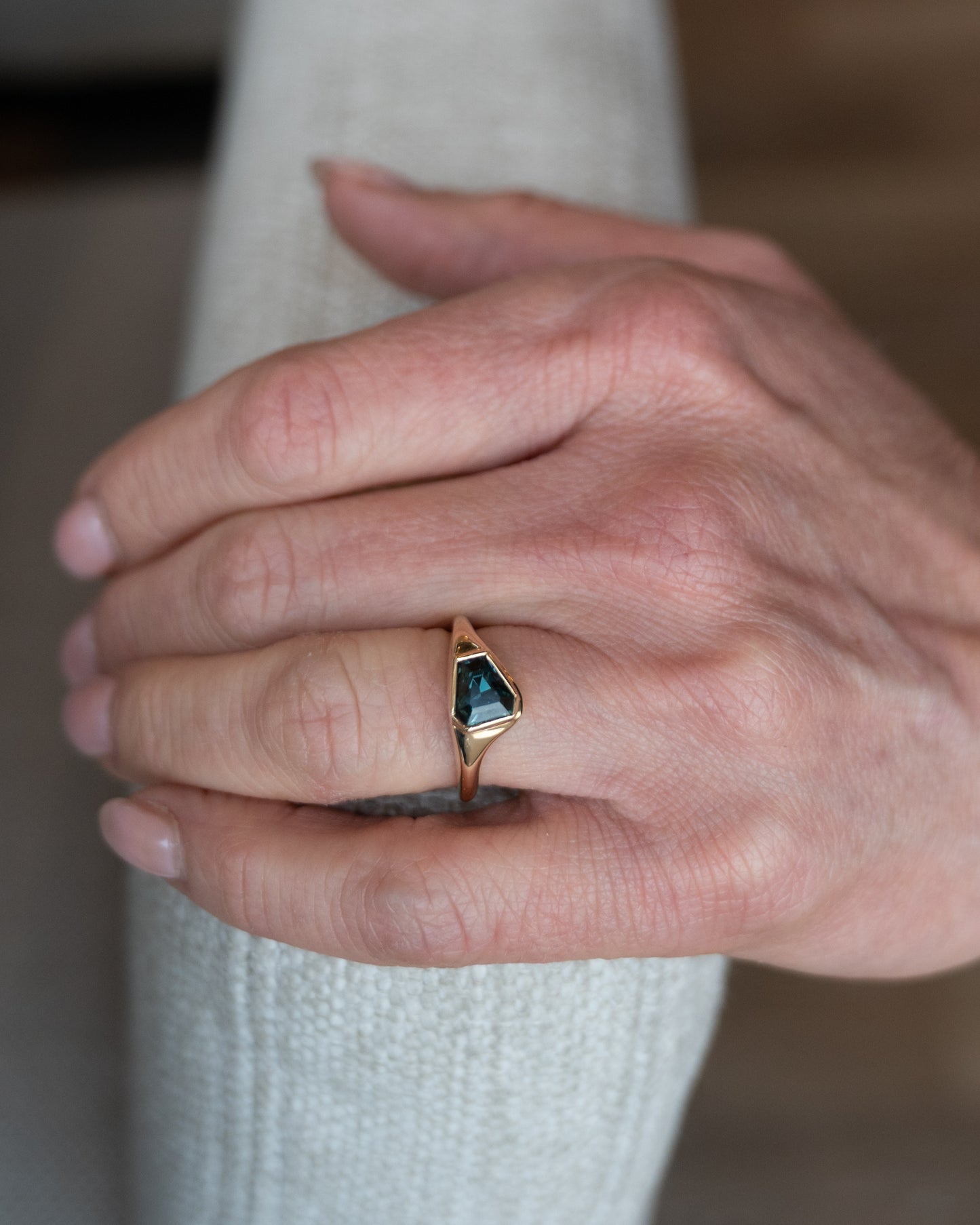 1.68 Shield Cut Sapphire Solitaire Ring 14k