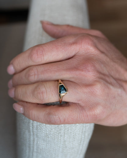 1.68 Shield Cut Sapphire Solitaire Ring 14k