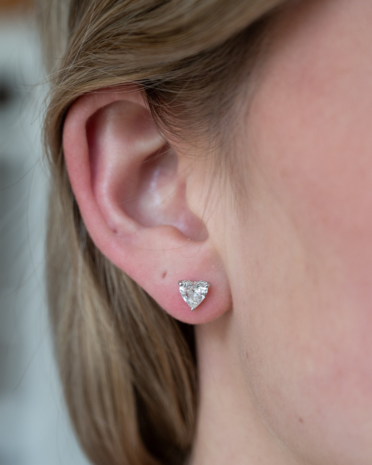 1.50 Heart Diamond Stud Earrings 14k White Gold