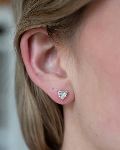 1.50 Heart Diamond Stud Earrings 14k White Gold