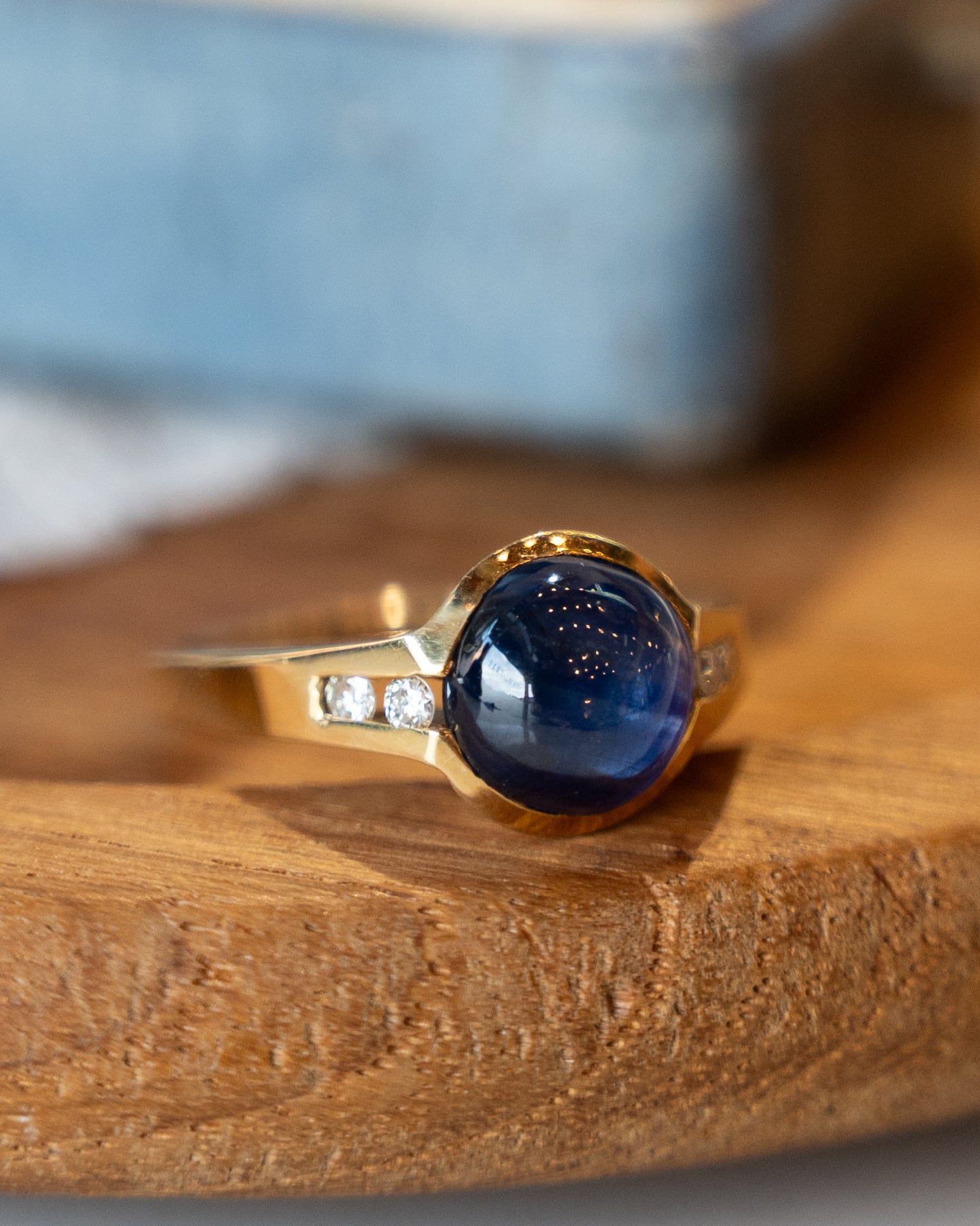 3.11 Star Sapphire Cocktail Ring 14k Yellow Gold