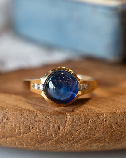 3.11 Star Sapphire Cocktail Ring 14k Yellow Gold