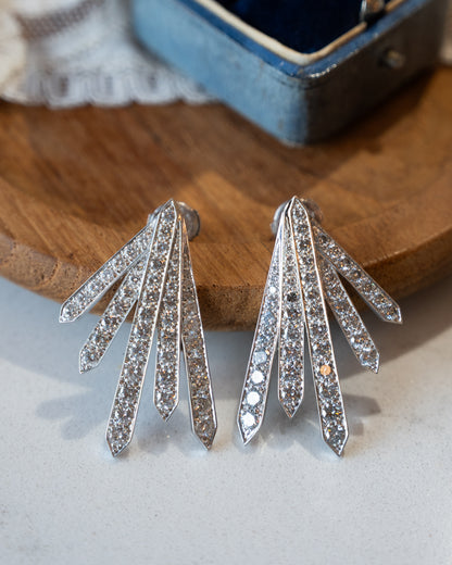 5.00 Diamond Spray Drop Earrings Platinum