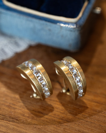 1.16 Diamond Hoop Earrings 14k Yellow Gold