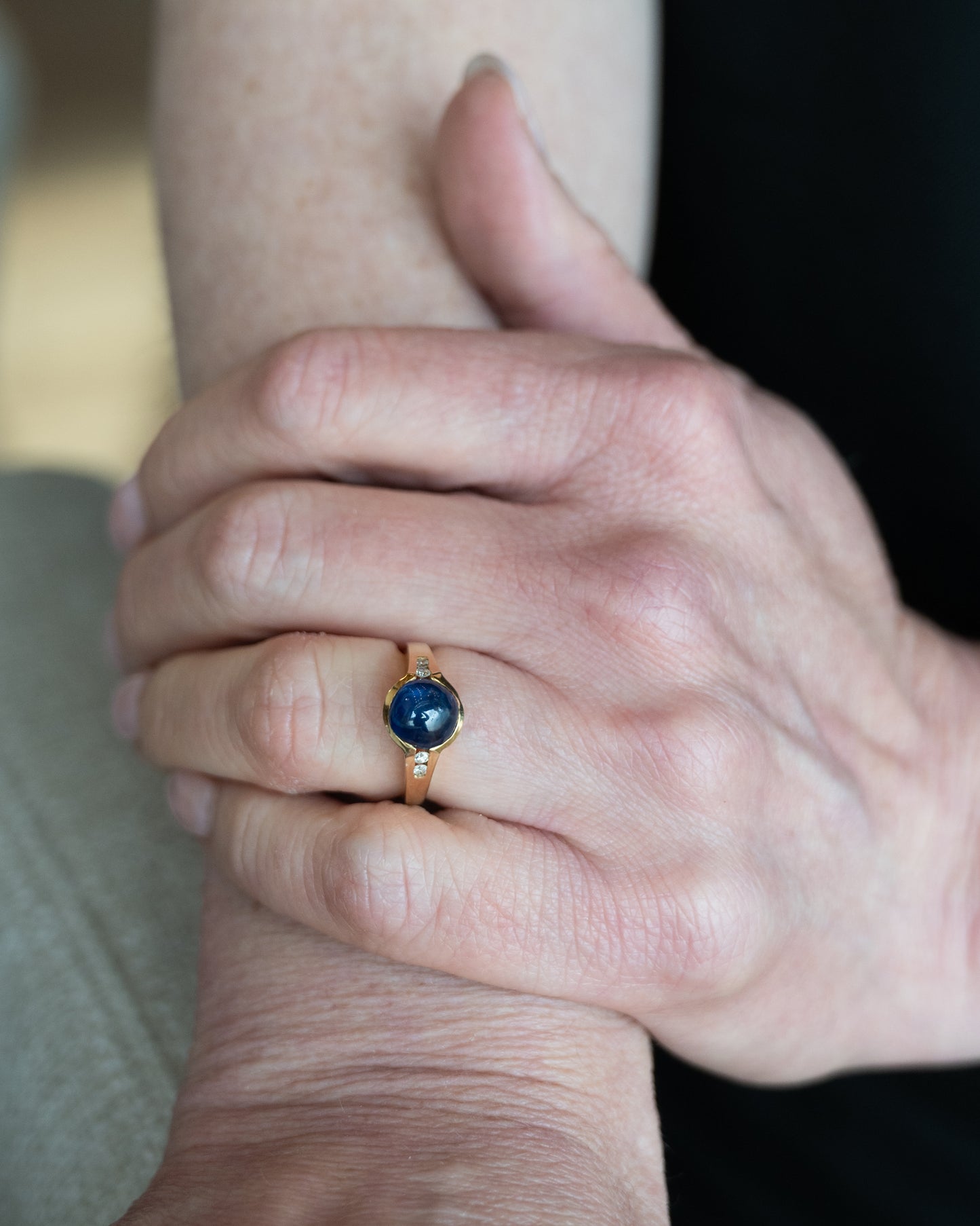 3.11 Star Sapphire Cocktail Ring 14k Yellow Gold